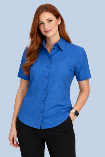 Women's easy fit action pleat S/S shirt