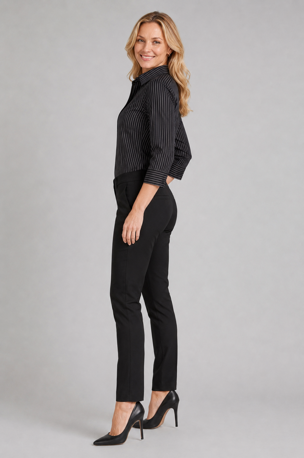 Women's 3/4 sleeve semi fitted shirt Shadow Stripe
