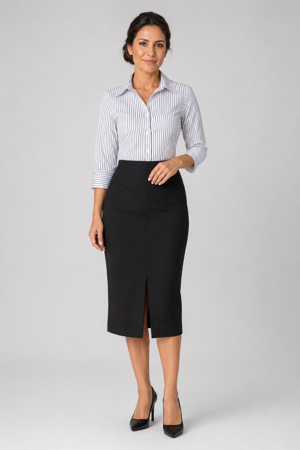 Women's 3/4 sleeve semi fitted shirt Shadow Stripe