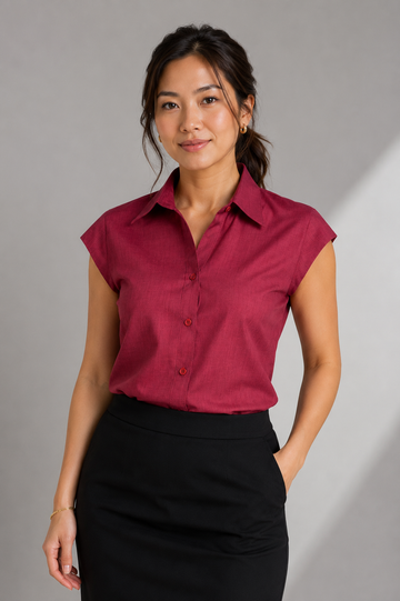 Women's cap sleeve semi fitted shirt