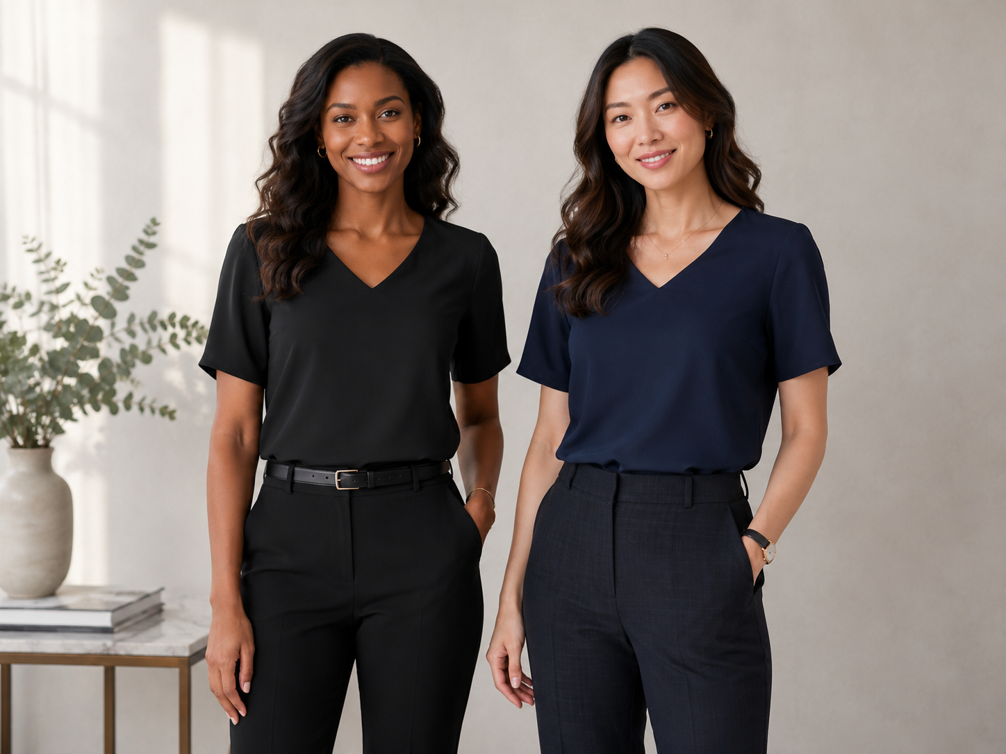 Women's V-neck short sleeve soft drape shirt