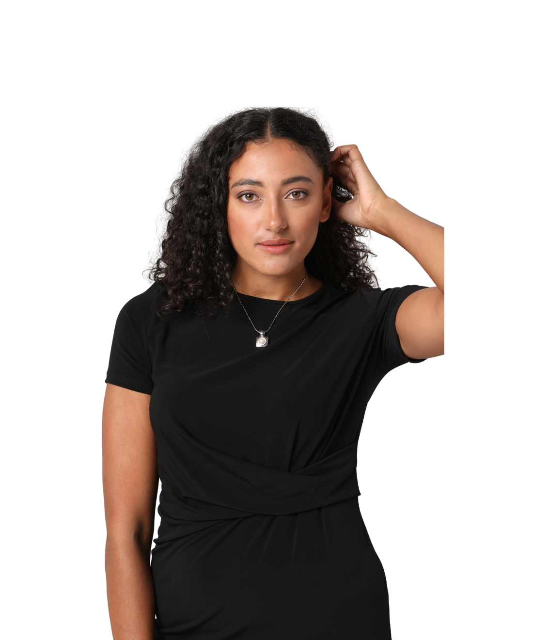 454-KN-BLK Stretch knit dress, Black