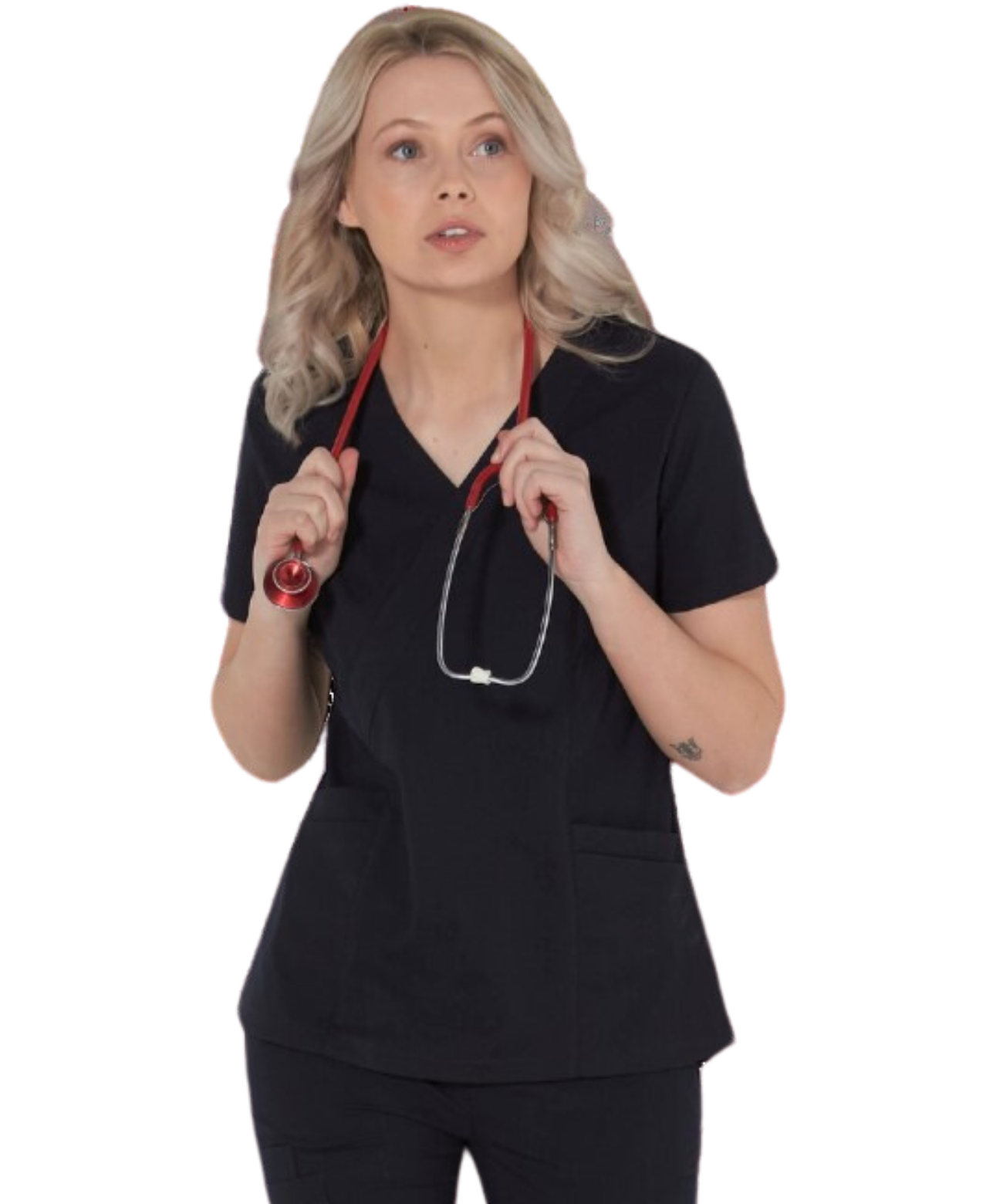 Ladies fitted stretch Scrub Top