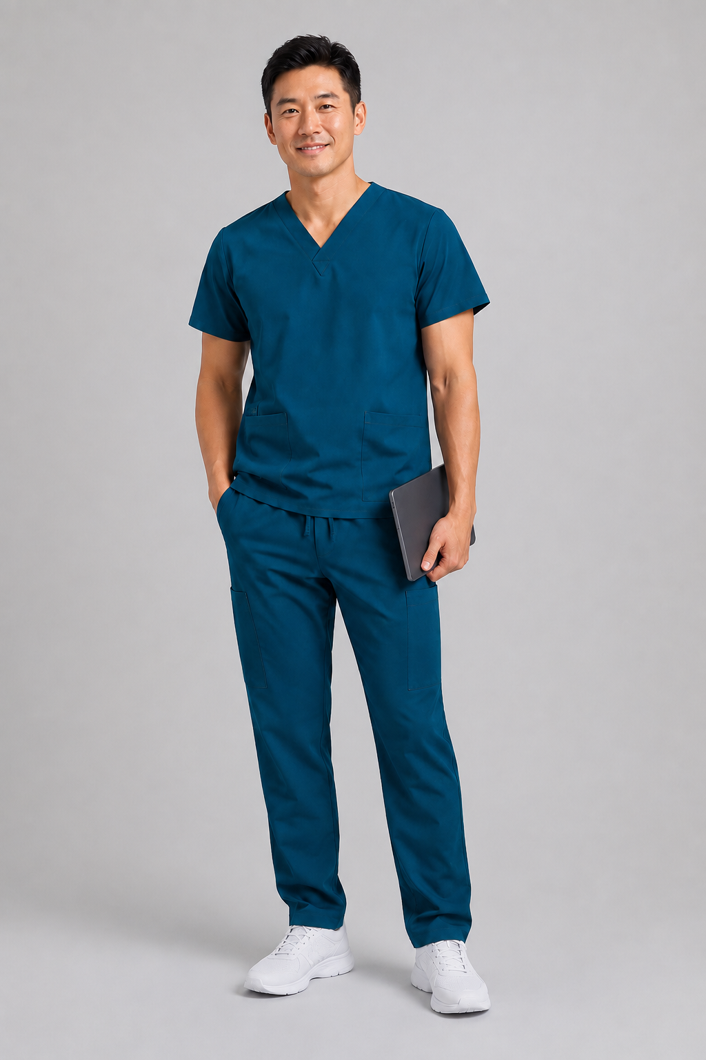 Unisex clinical stretch scrub top