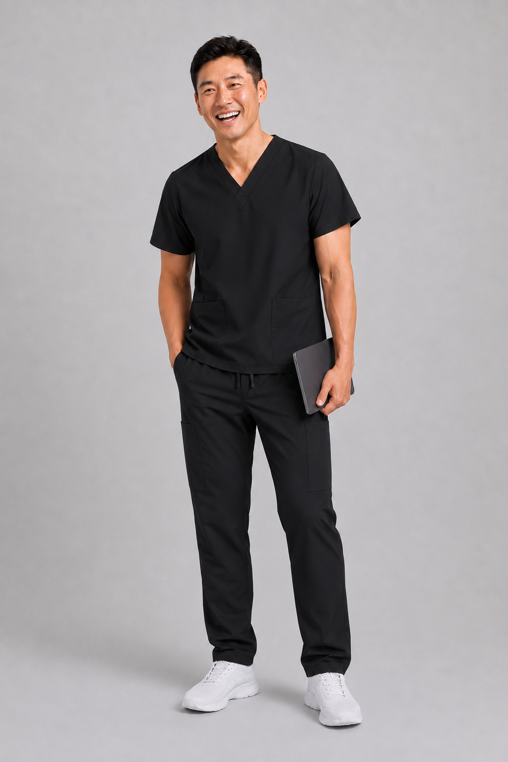 Unisex clinical stretch scrub top