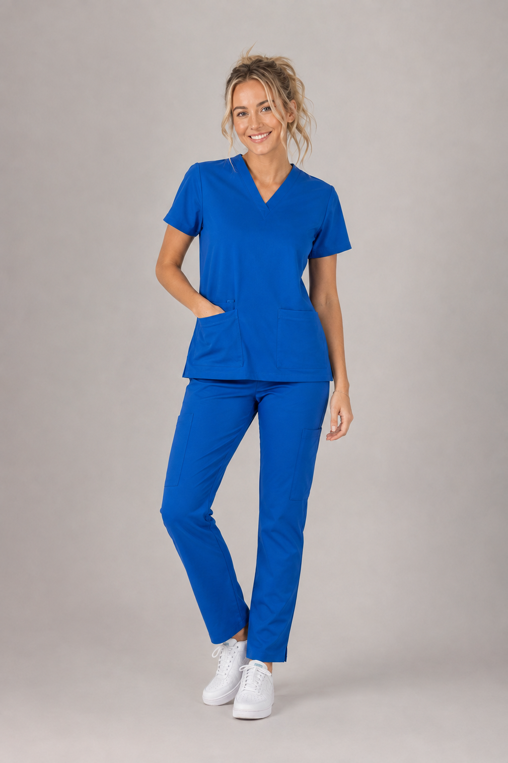 Unisex clinical stretch scrub top