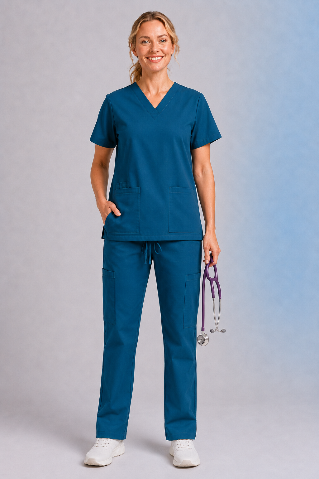Unisex clinical stretch scrub top