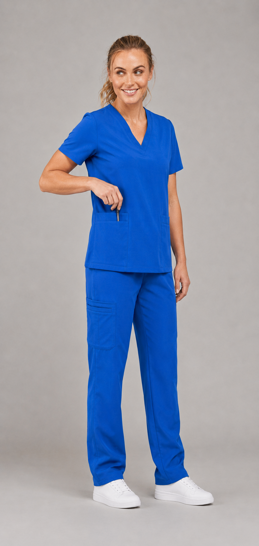 Unisex clinical stretch scrub top
