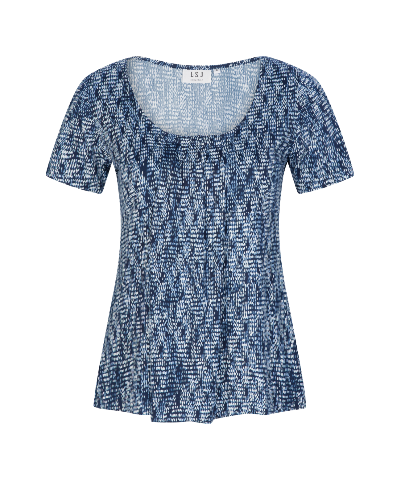 711-KN-P60 Round neck pleat front top