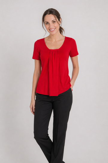 Women's Round neck pleat front top