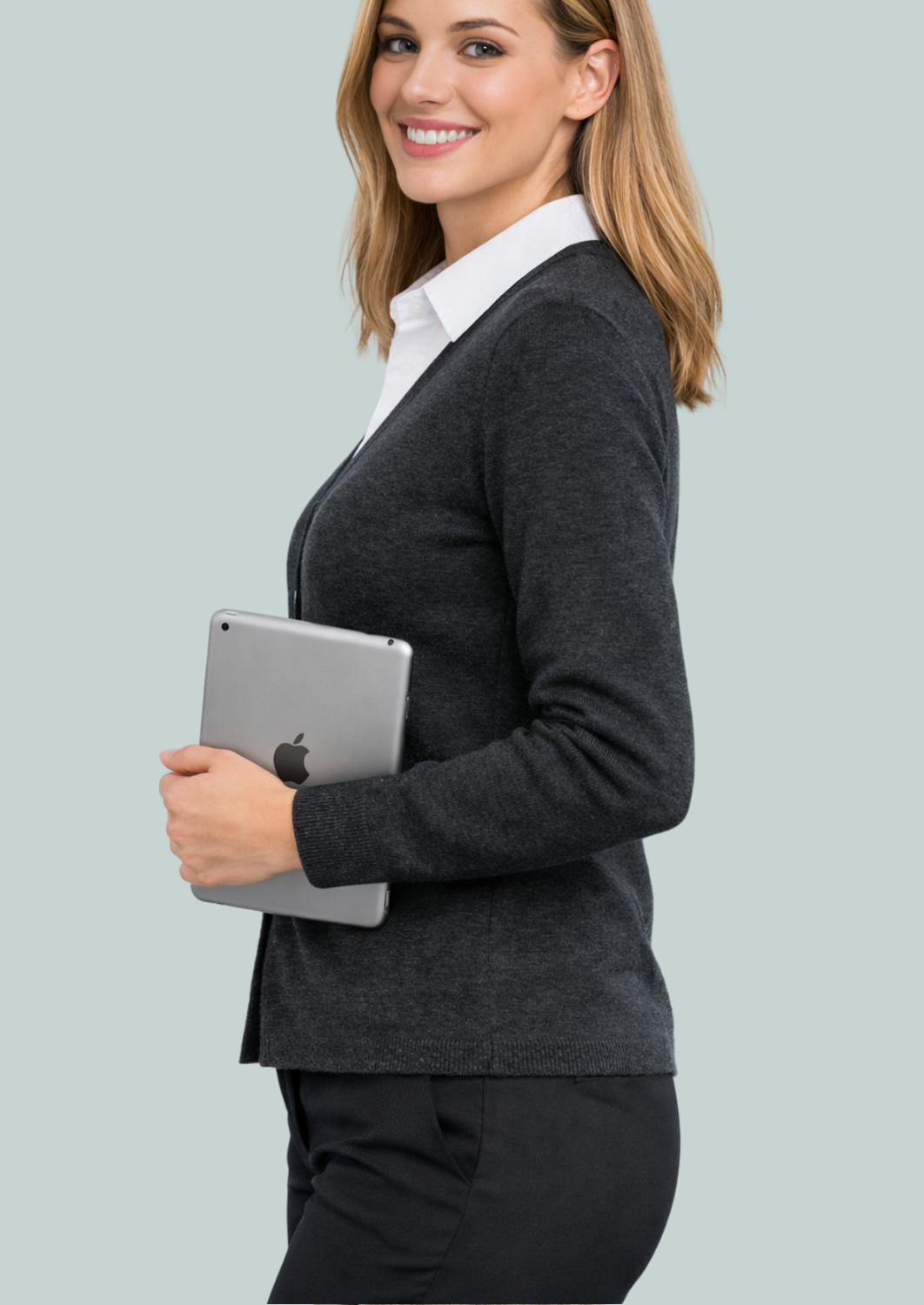 LSJWBV4-CHA-Signature Longline Wool Blend Cardigan