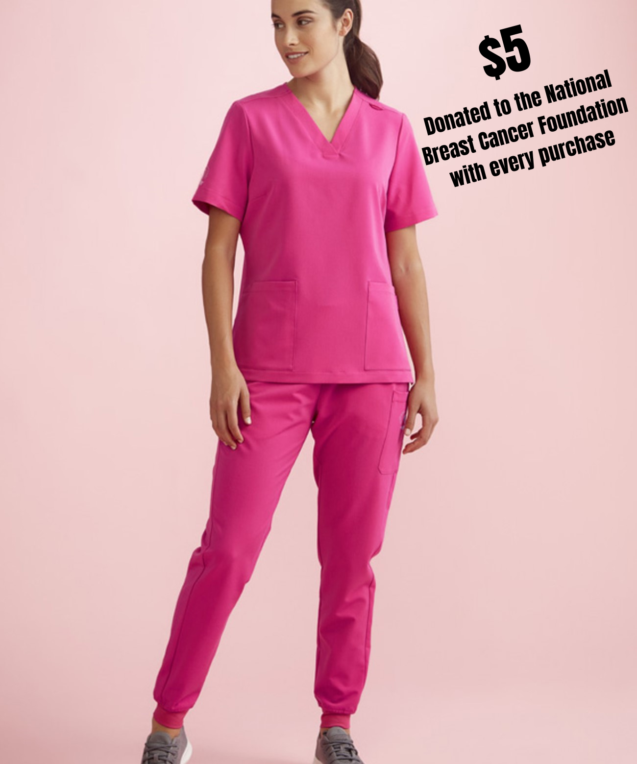 Womens Pink Ribbon Jogger Scrub Pant