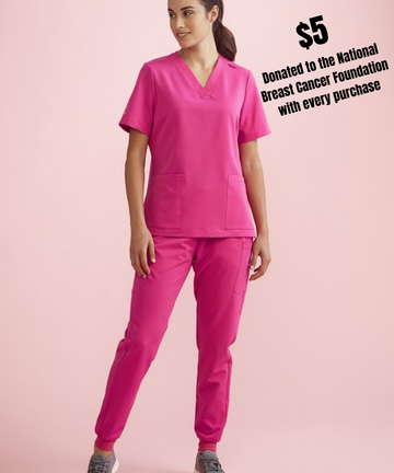 Womens Pink Ribbon Jogger Scrub Pant