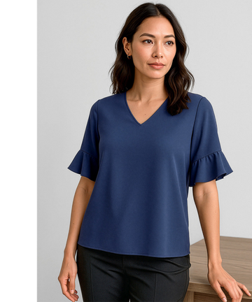 Womens Aria Fluted Sleeve Blouse