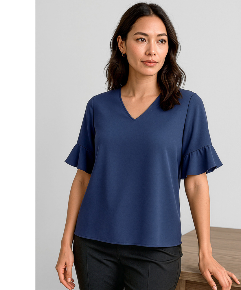 Womens Aria Fluted Sleeve Blouse