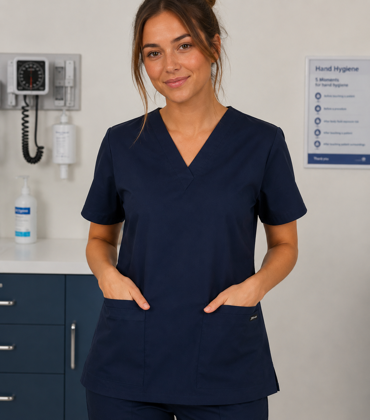 JB's Ladies Scrubs Top 4SRT1 V-neck nursing top in Navy