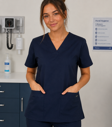 JB's Ladies Scrubs Top 4SRT1 V-neck nursing top in Navy