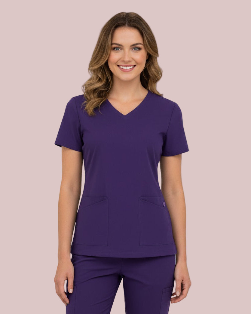 McKenna Ladies Scrub Top - 59063-PRS-PUR - LSJ Collection