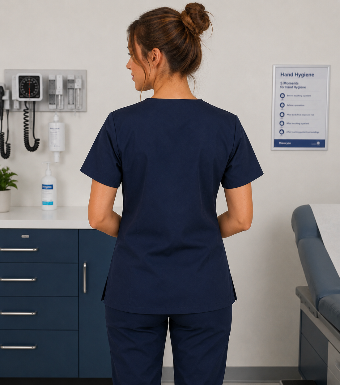 JB's Ladies Scrubs Top 4SRT1 V-neck nursing top in Navy