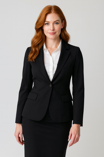 651-WT-BLK Single button jacket with pockets