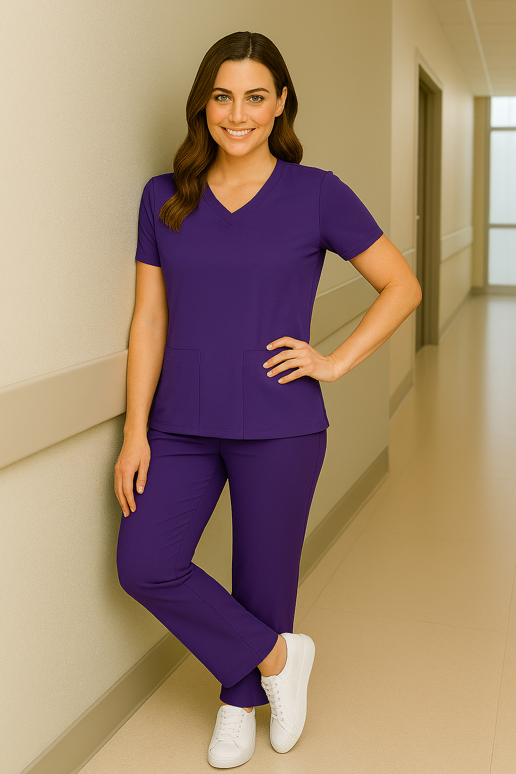 McKenna Ladies Scrub Top - 59063-PRS-PUR