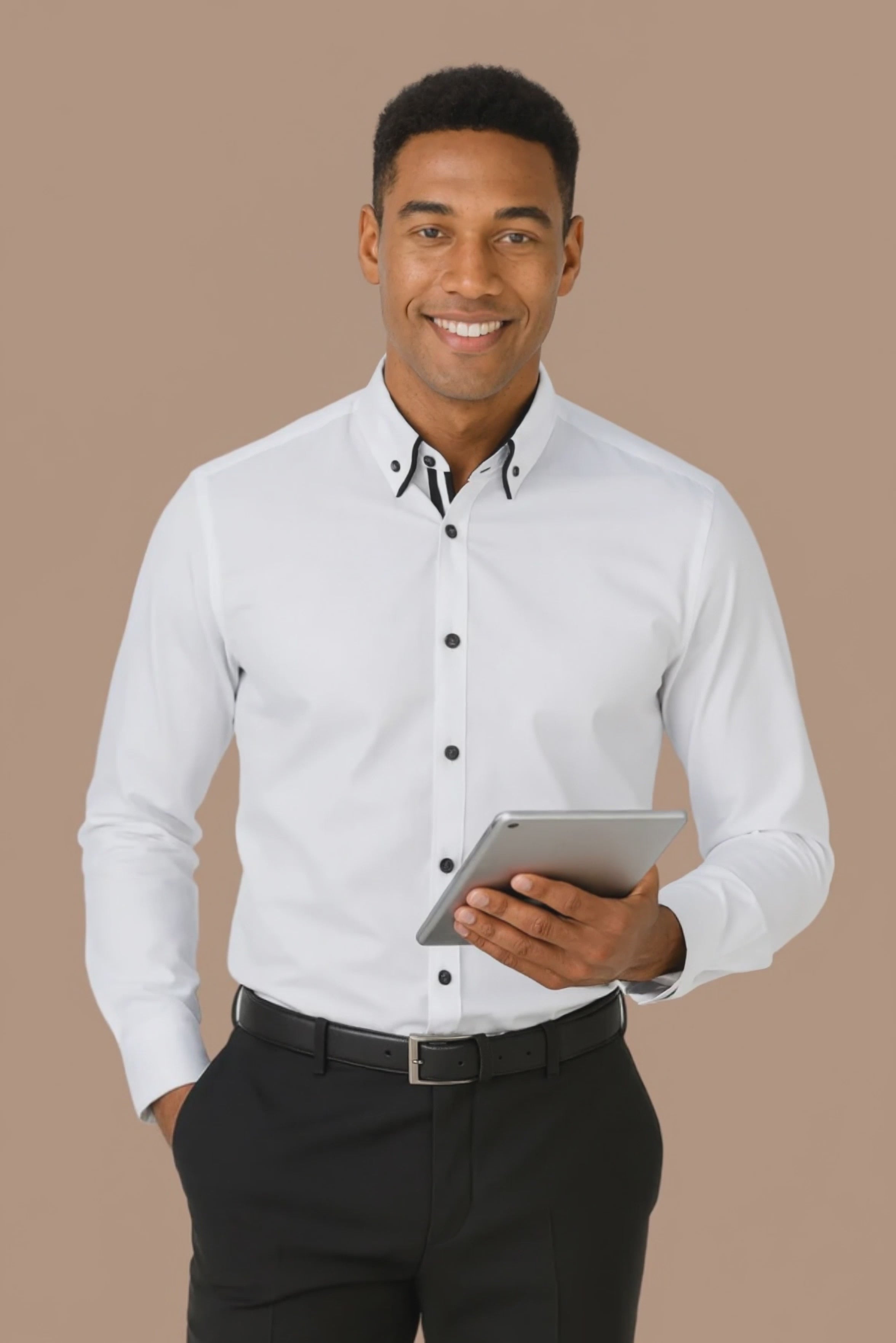 Long Sleeve Euro Cut Contrast Trim Work Shirt
