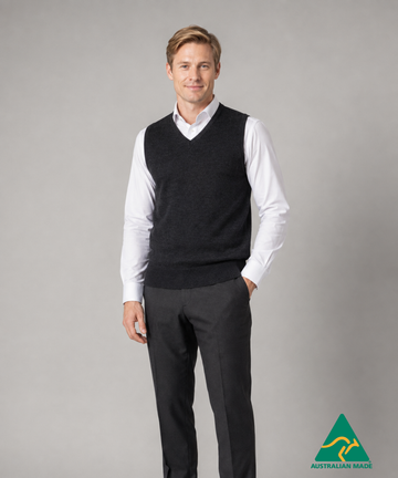 Men's Australian Made v-neck modern cut vest