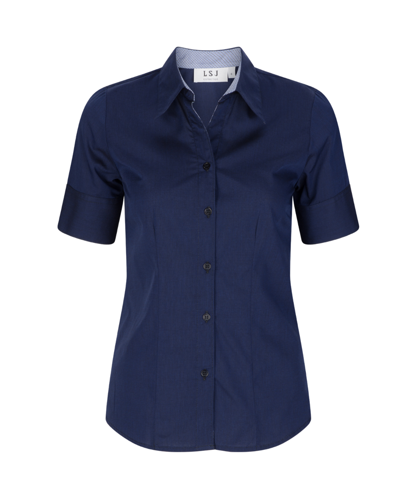 200-EE-NVY 1/2 sleeve semi fitted shirt-Navy