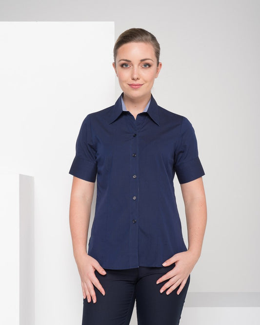 200-EE-NVY 1/2 sleeve semi fitted shirt-Navy