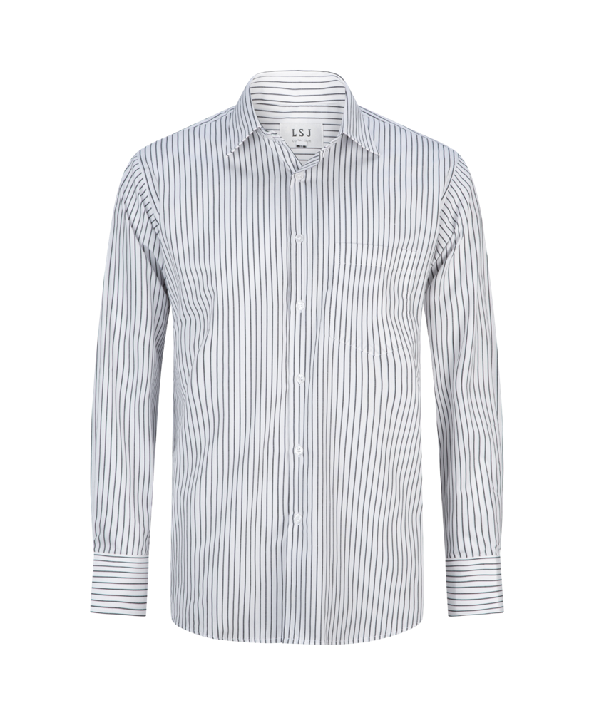 2010L-SS-WHT L/S standard cut shirt Shadow Stripe