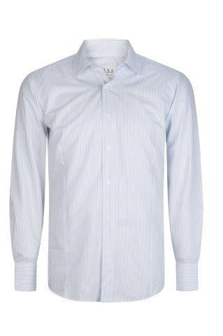 2022L-BK-BLU Men's L/S Euro cut Bourke St Stripe