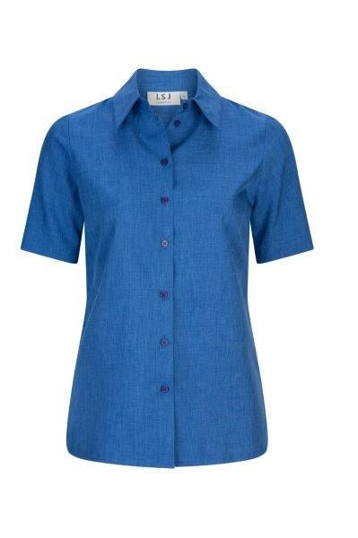 2162-PL-BLA S/S easy fit action pleat shirt