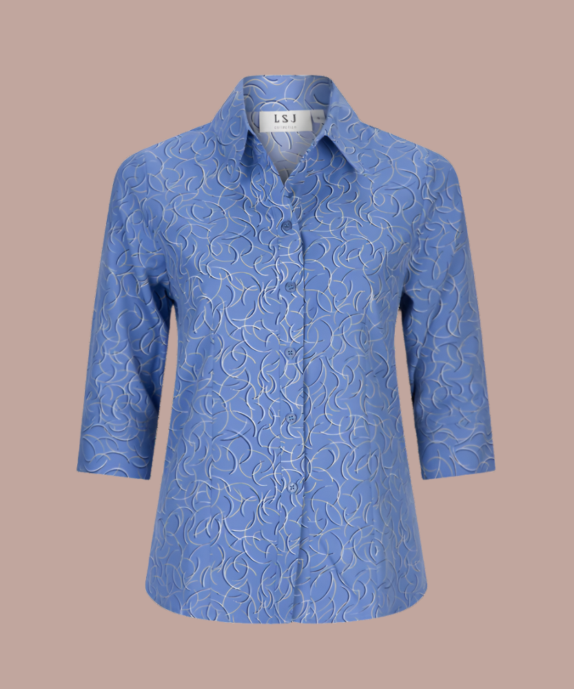 2172-BR-P51 3/4 sleeve semi fitted shirt