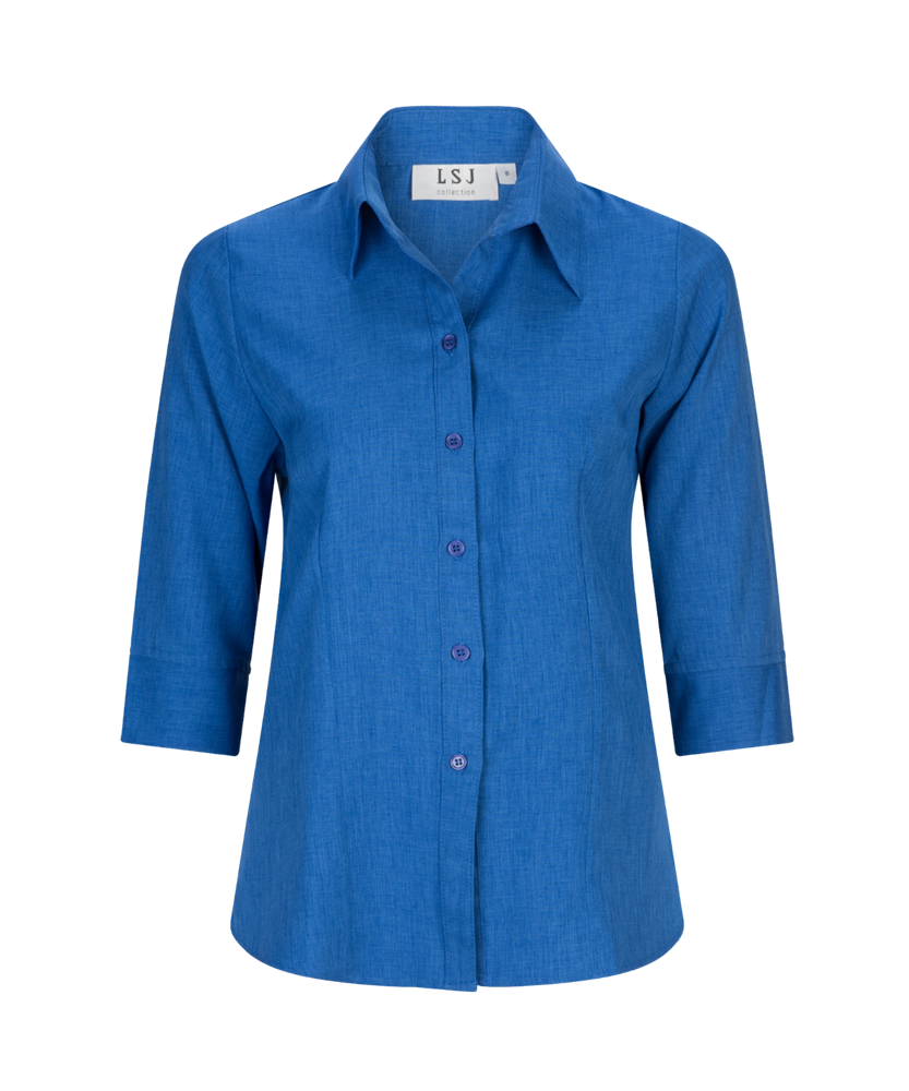 2172-PL-BLA 3/4 sleeve semi fitted shirt