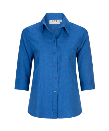 2172-PL-BLA 3/4 sleeve semi fitted shirt