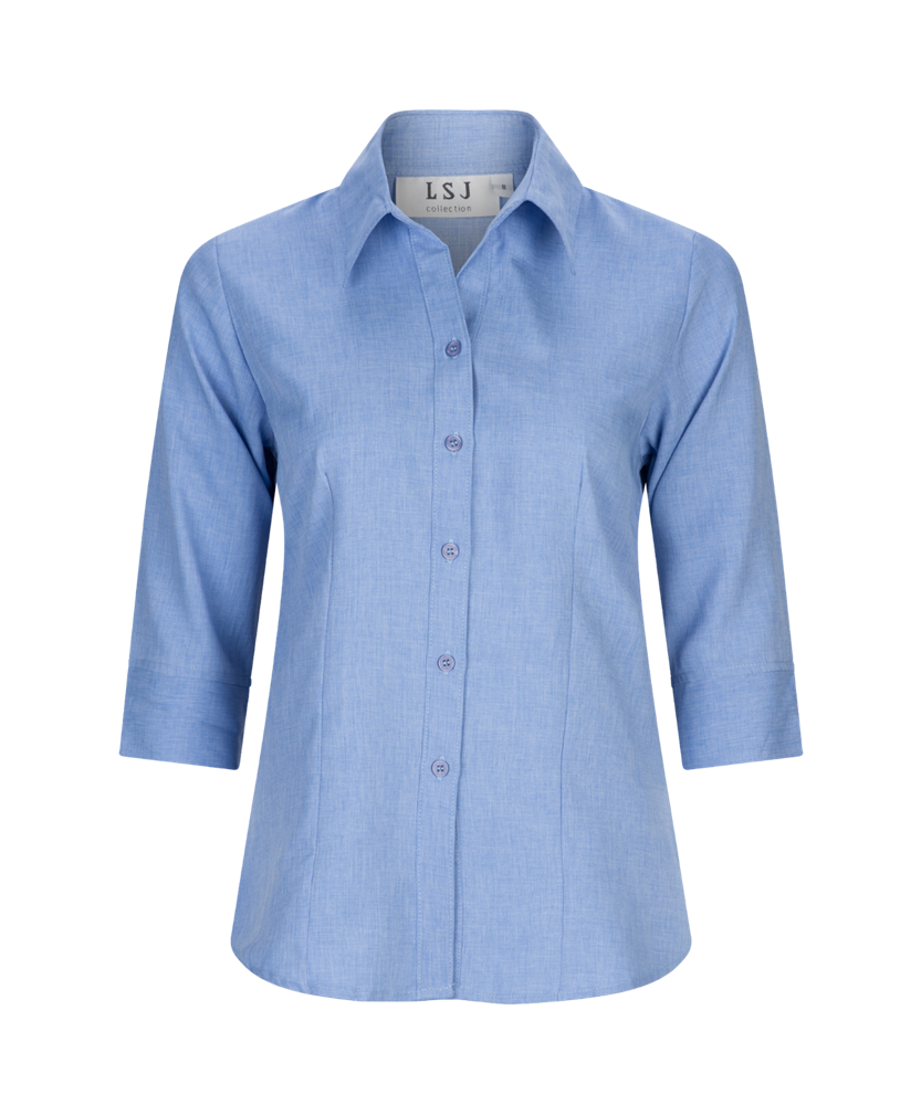 2172-PL-PER 3/4 sleeve semi fitted shirt
