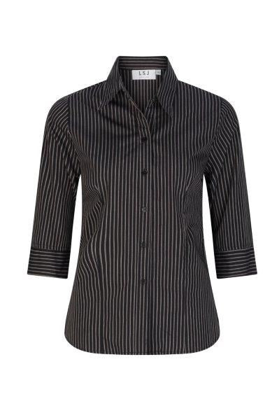 2172-SS-BLK 3/4 sleeve semi fitted shirt Shadow Stripe