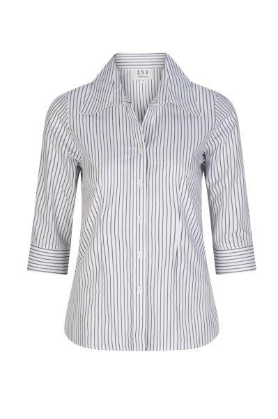 2172-SS-WHT 3/4 sleeve semi fitted shirt Shadow Stripe