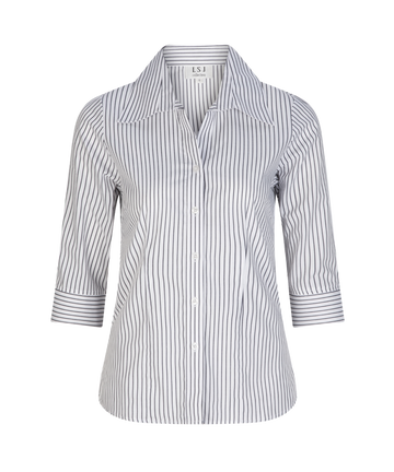 2172-SS-WHT 3/4 sleeve semi fitted shirt Shadow Stripe