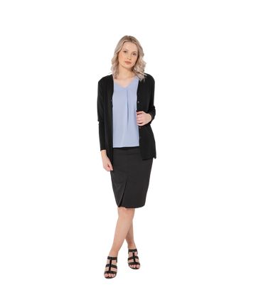 WBV4-BLK Long line 'easy fit' cardigan