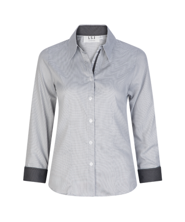 233L-NW-GRY Ladies long sleeve contrast trim shirt