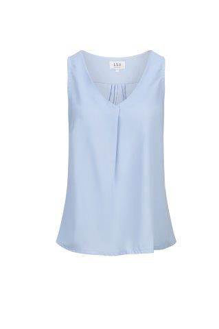 241-CR-SKY Sleeveless front pleat shirt