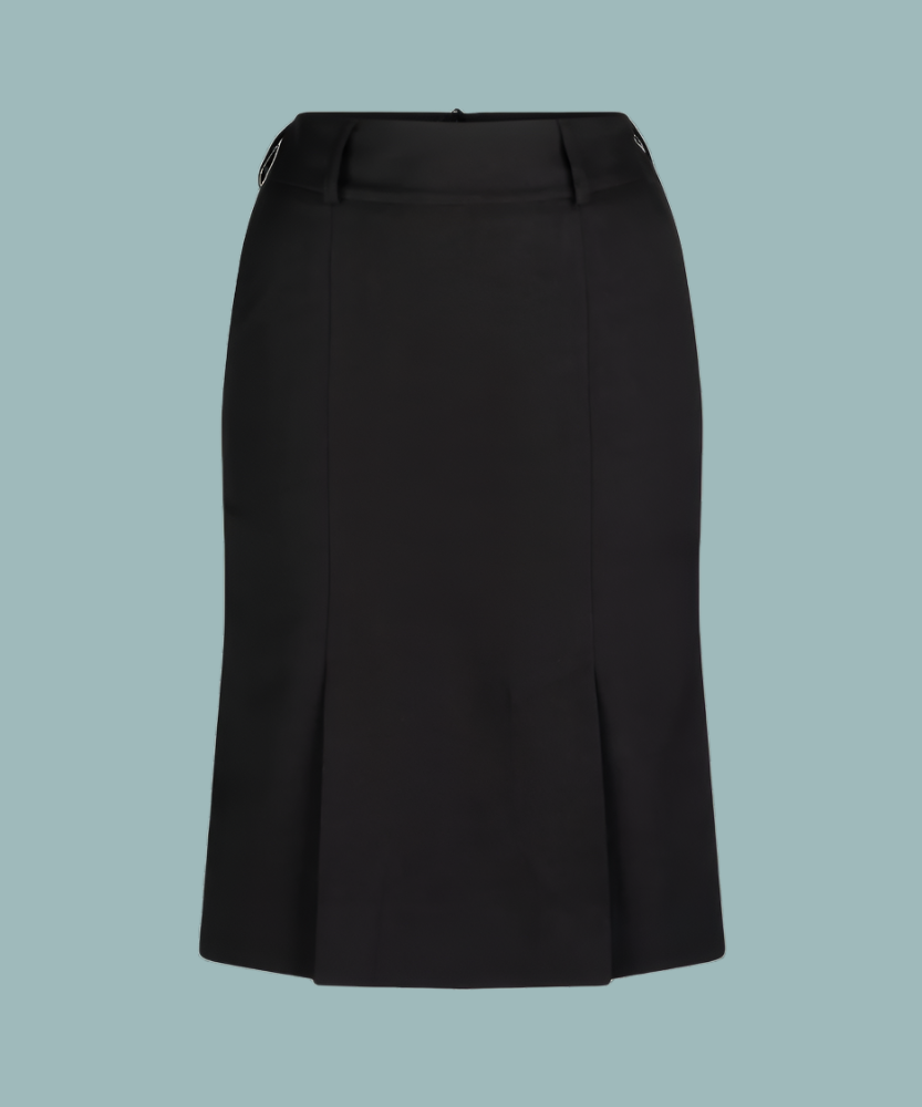 315-MF-BLK Kick pleat skirt