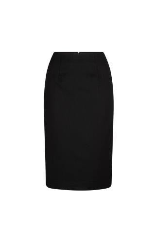 319-MF-BLK Mid length pencil line skirt