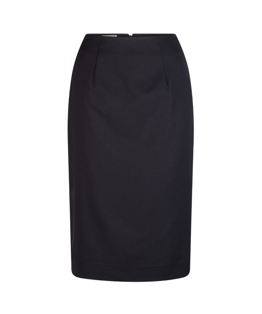 319D-MF-NVY Mid length semi elastic pencil line skirt