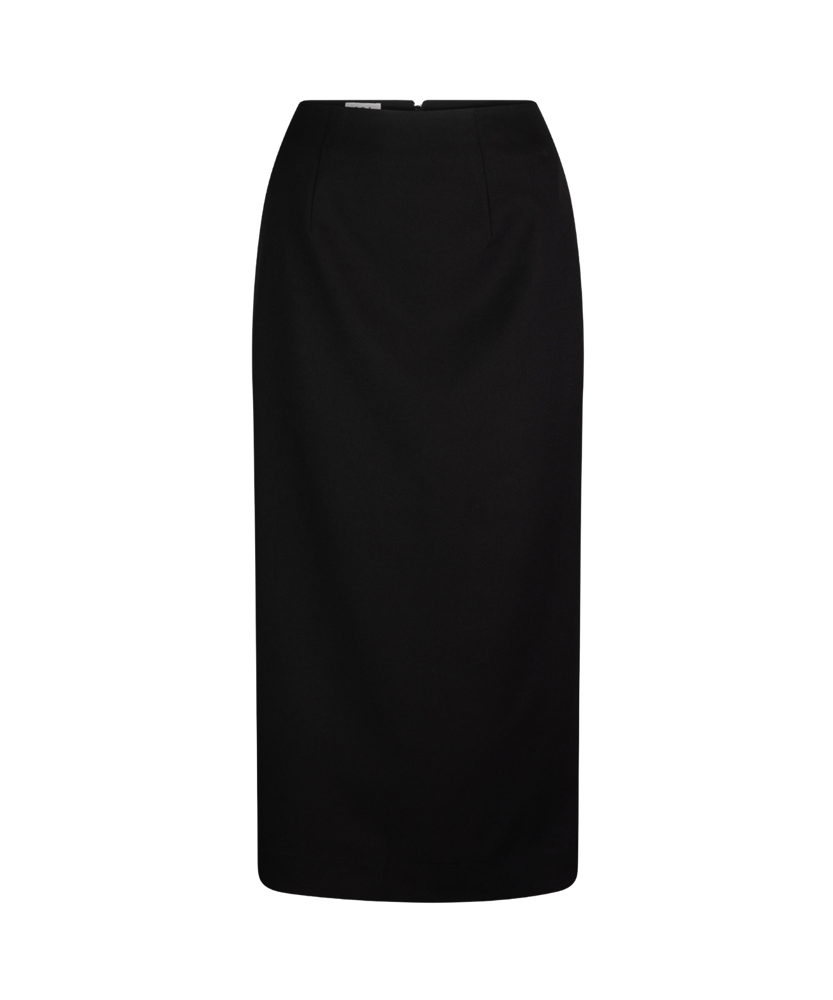 329D-MF-BLK Ankle length semi elastic skirt