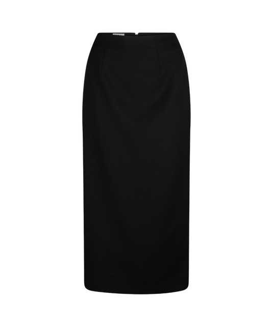 329D-MF-BLK Ankle length semi elastic skirt