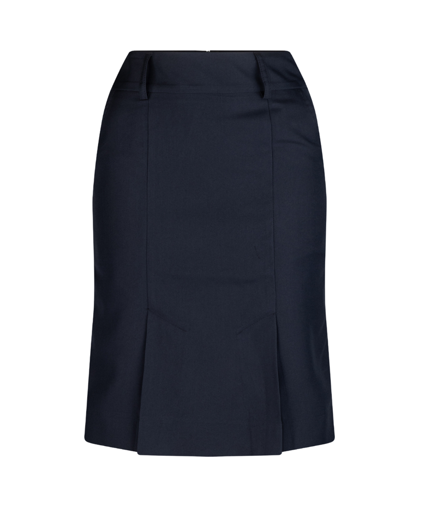 375K-MG-NVY Kick pleat keyloop pocket skirt