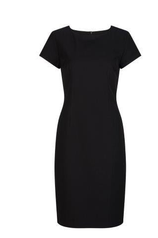 420-MF-BLK Cap sleeve semi fitted dress