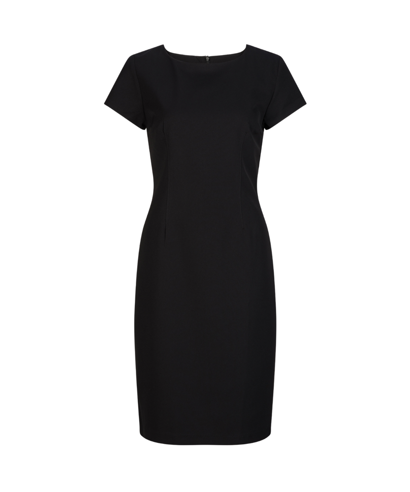 420-MF-BLK Cap sleeve semi fitted dress